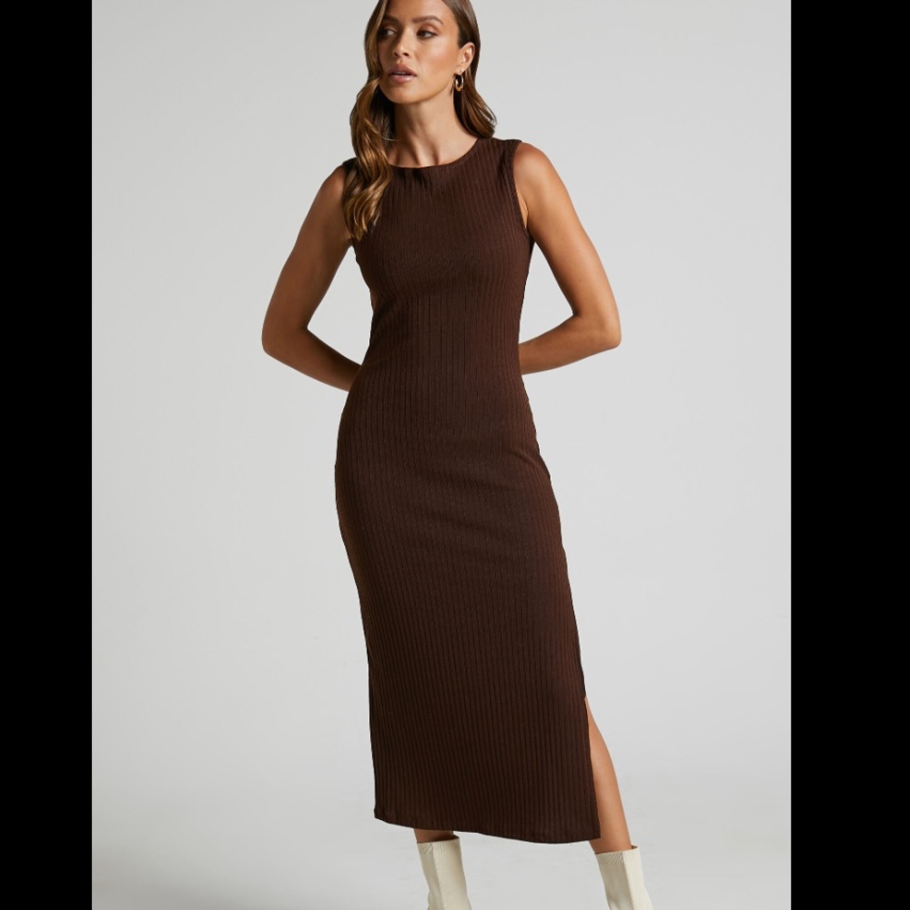 rag & bone Brown Sleeveless Ribbed Dress